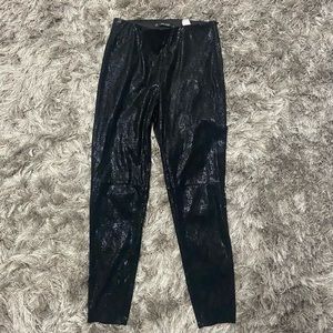 Zara Basic women black snake print faux leather look knit pants. Size M. Used.